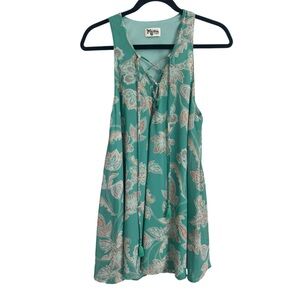 Show Me Your Mumu Rancho Mirage Lace Up Green Paisley Mini Dress